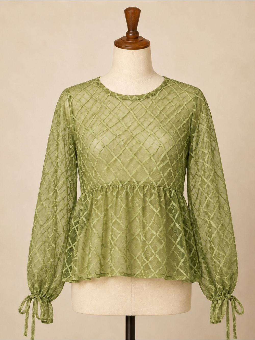 Anthropologie Maeve Sheer Babydoll Layering Top Lime Green Peplum Medium